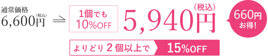 通常価格4,400円から1個でも10%OFFで3,960円
