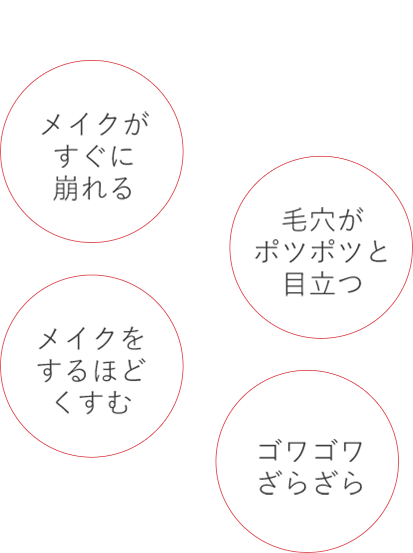 メイクがすぐに崩れる 毛穴がポツポツと目立つ メイクをするほどくすむ ゴワゴワざらざら